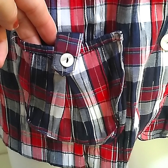 Christopher & Banks Stretch Plaid Button Down Blouse. Size Large. NWOT - Picture 4 of 11